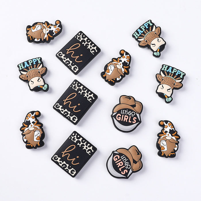 Wholesale 20pcs New Teether Cartoon Cowboy Women' s Silicone Beads Loose Beads Children' s DIY Necklace Bead Accessories