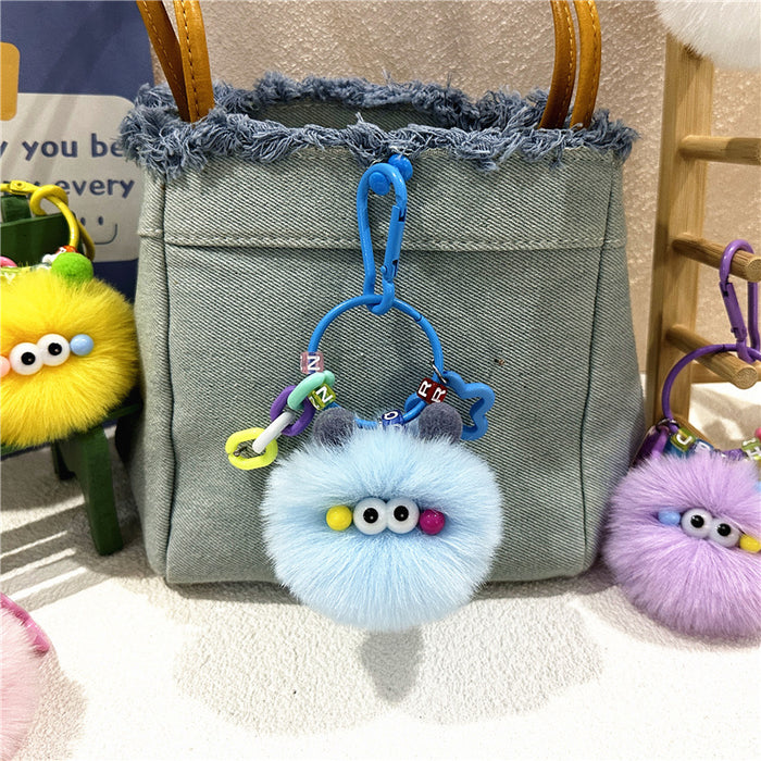 Wholesale Cute Cartoon Keychain Cute Creative Small Coal Ball Plush Doll Schoolbag Pendant Student Doll Gift