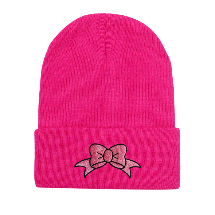 Wholesale Bow Embroidery Acrylic Knitted Hat JDC-FH-HaiPu009