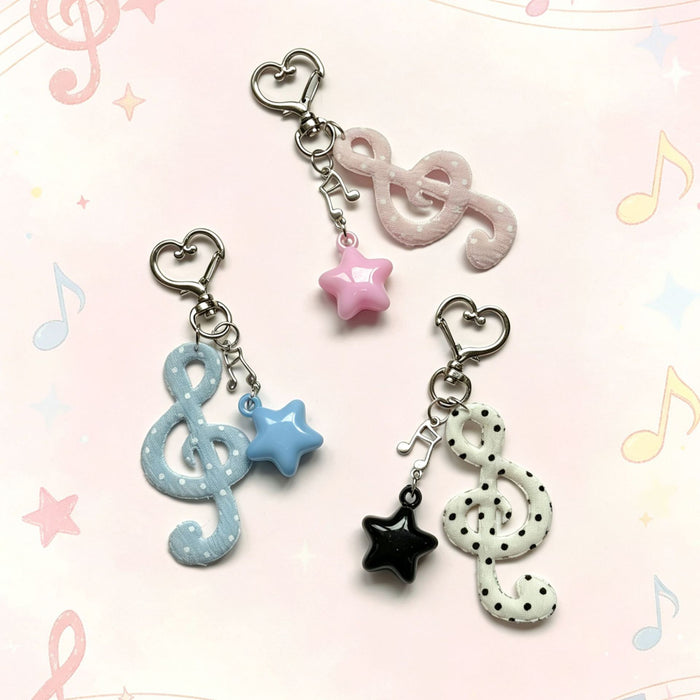 Wholesale Vintage Music Note Star Plush Keychain Bag Charm Chic Fashion Accessory