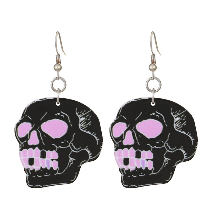 Wholesale  Series Earrings Dark Skull Heart-shaped Earrings Funny Bat Exaggerated Earrings