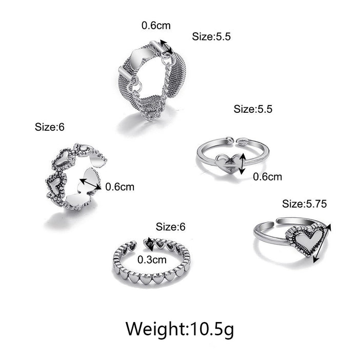 Wholesale Love Opening Ring Set, Five Piece Set, Personalized, Niche, High End, Hand Accessories