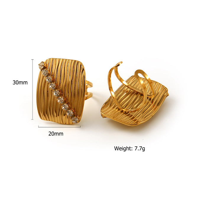 Wholesale Fashionable and personalized stainless steel zircon inlaid earrings and rings set, temperament earrings and bracelets