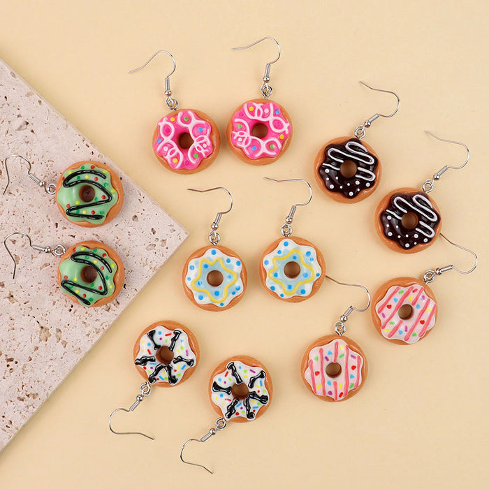 Wholesale Cartoon Chocolate Donut Resin Earrings JDC-ES-niqing026