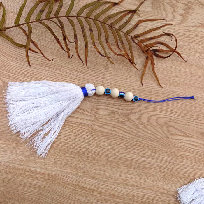 Wholesale Handmade cotton rope, wooden ring, blue eye pendant, devil's eye pendant, car interior pendant, car hook weaving