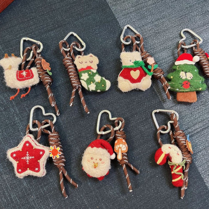 Wholesale Christmas Plush Keychain Bag Charm – Cute Santa and Tree Design Holiday Gift Accessory