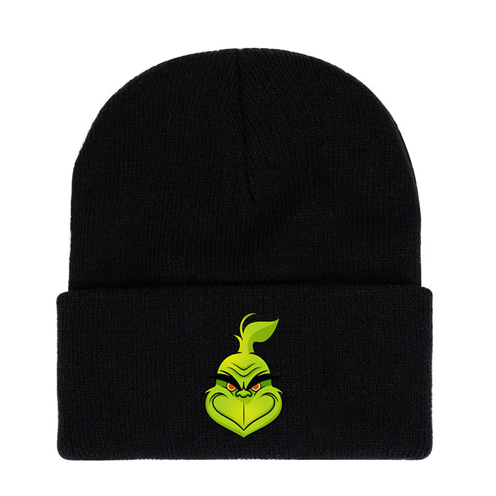 Wholesale Green Monster Knitted Hat Printed Earmuffs Windproof Wool Hat Japanese Style Dome Basic Warm Autumn and Winter Men and Women JDC-FH-WDM012