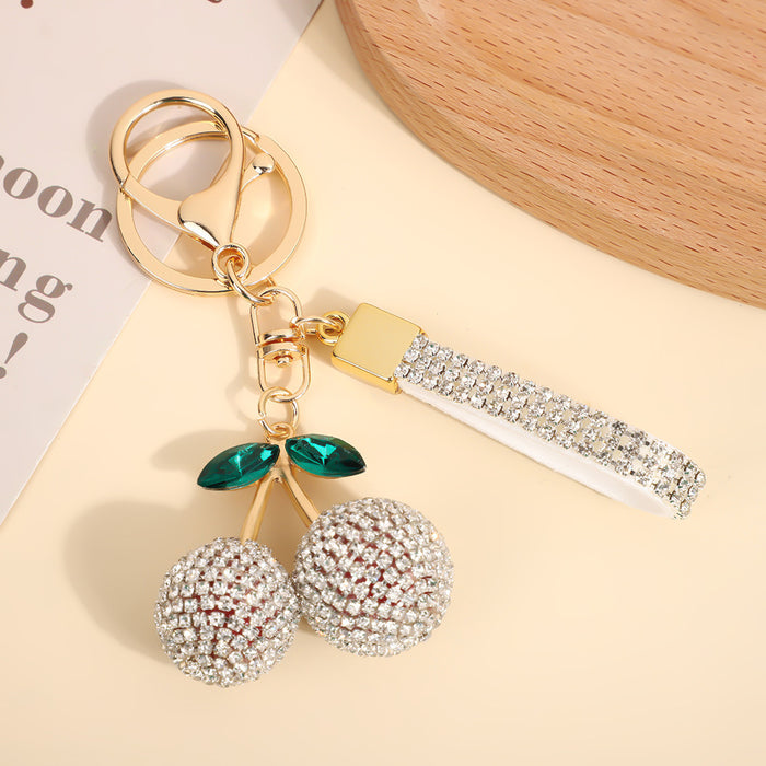 Wholesale Modern minimalist cherry keychain with diamonds