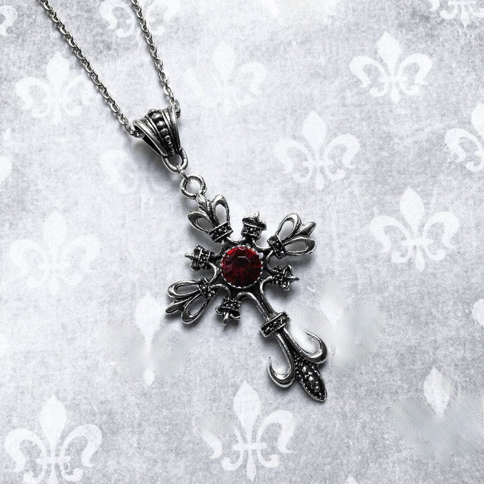 Wholesale Vintage Ruby Cross Necklace Fashion Pendant Necklace