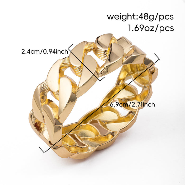 Wholesale Jewelry Metal Fried Dough Twists Bracelet Round Irregular Alloy Bracelet Exaggerated Wide Edition Handwear