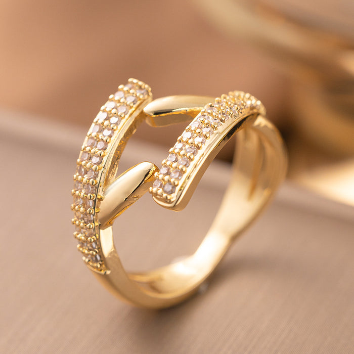 Wholesale Letter Rivet Zircon Ring