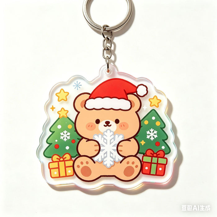 Wholesale Christmas Design Bear and Santa Acrylic Keychain Trendy Bag Charm Gift Accessory MOQ≥2