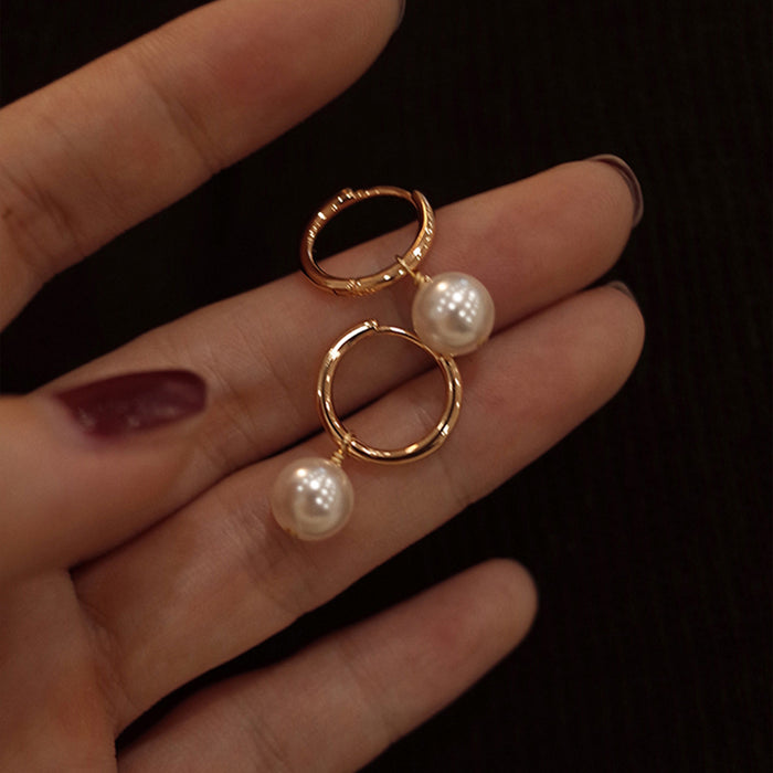 Wholesale Pearl earrings, feminine temperament, high-end feel, circle earrings, buckle earrings
