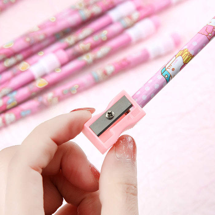 Wholesale HB pencil writing pen round rod 12pcs with pencil sharpener