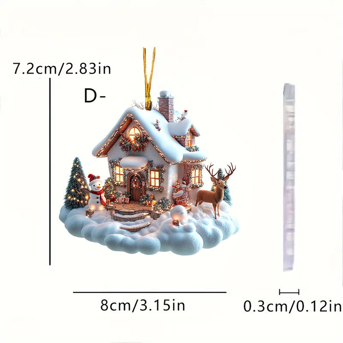 Wholesale Christmas Snow House Acrylic Keychain Pendant MOQ≥2