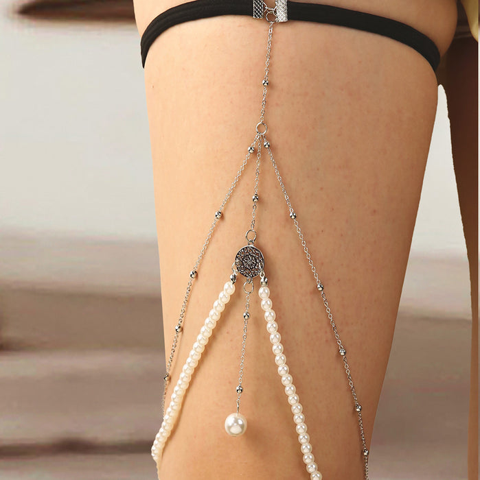Wholesale Exaggerated Simple Multi-layer Pearl Chain Leg Chain Female ins Creative Personalized Long Body Chain Jewelry