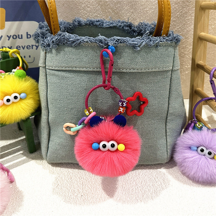Wholesale Cute Cartoon Keychain Cute Creative Small Coal Ball Plush Doll Schoolbag Pendant Student Doll Gift