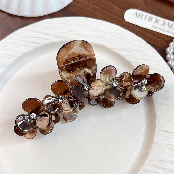 Wholesale Acetate Flower Rhinestone Claw Clip - Boutique Resale Floral Hair Accessory