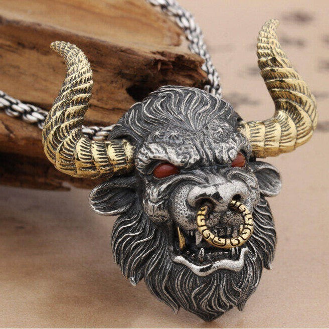 Wholesale cow head pendant Men Necklaces