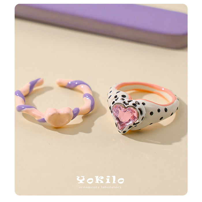 Wholesale Love shaped rhinestone ring