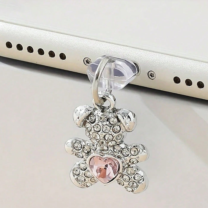 Wholesale Cute bear with rhinestones for phone dust plugs