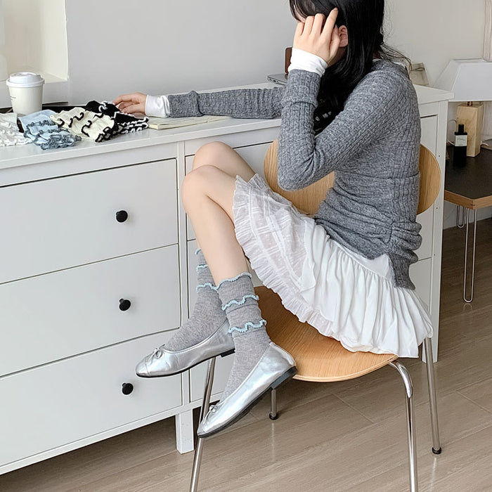 Wholesale Lace lace socks, thin, breathable, cute, mid tube, stacked socks, cotton