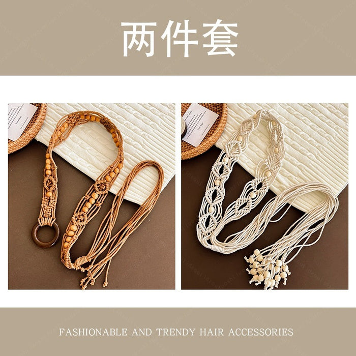 Wholesale Boho Woven Waist Belt For Women Retro Butterfly Design Belt Dress Accessory Summer Vacation Style