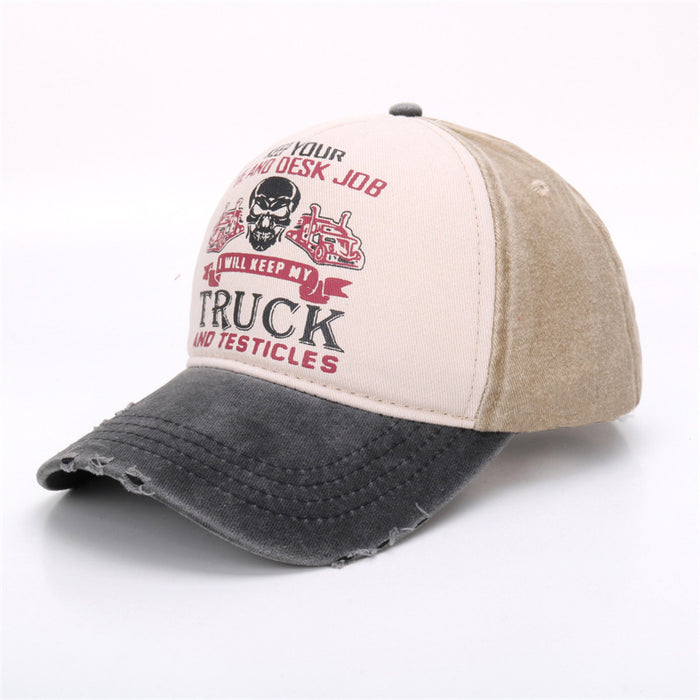 Wholesale Graffiti printed baseball cap, skull washed old cap, color blocked baseball cap, wide brimmed cap, curved brimmed duckbill cap