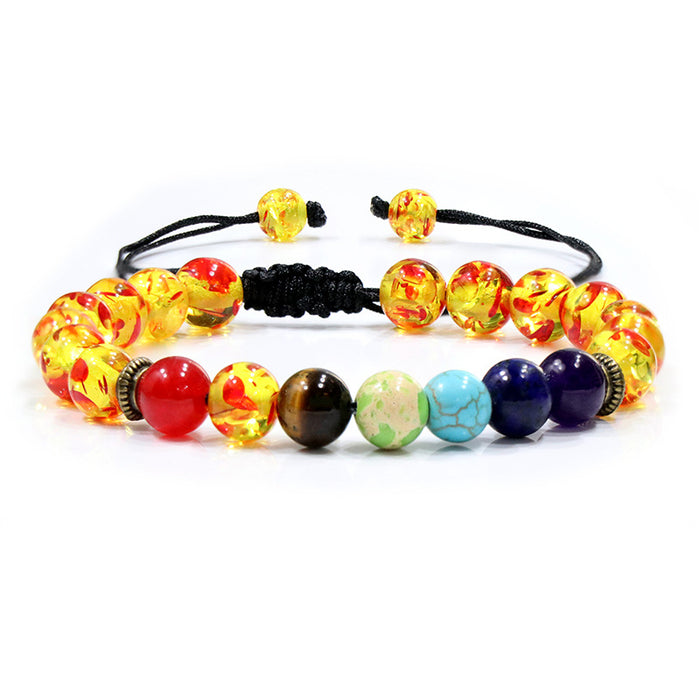 Wholesale new colorful bracelet volcanic stone Tiger Eye Stone woven rope adjustable bracelet jewelry