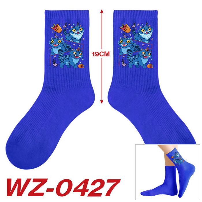 Wholesale Kpop Cute cartoon-themed printed colorful mid-calf socks