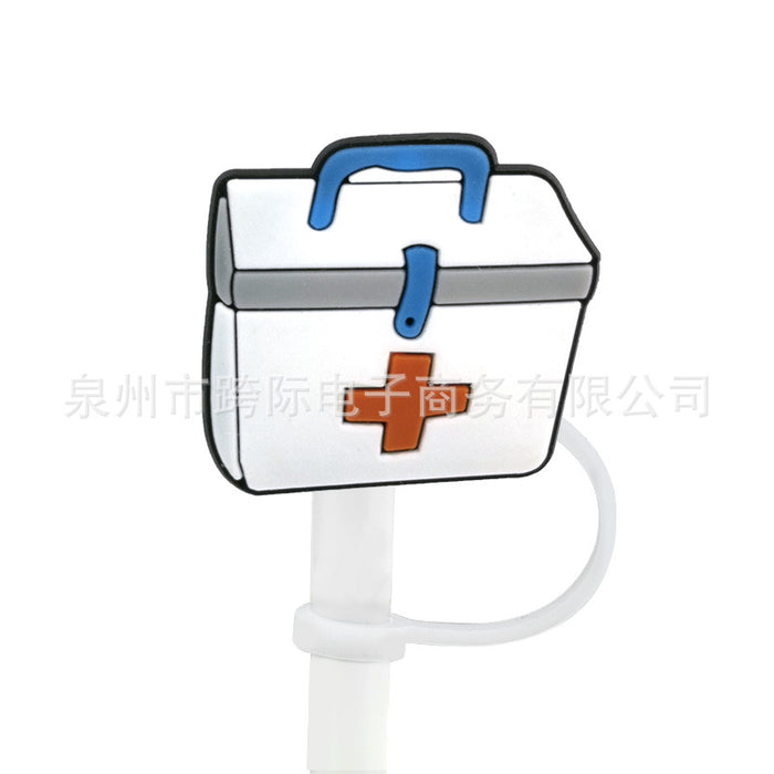 Wholesale 10pcs Silicone Medical Style Cartoon Straw Cover JDC-SCR-KuaJ006