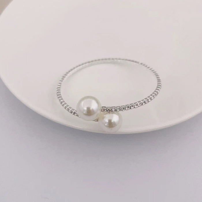 Wholesale Fashion Accessories Elegant Sparkling Water Diamond Pearl Single Row Bracelet Bracelet Bracelet
