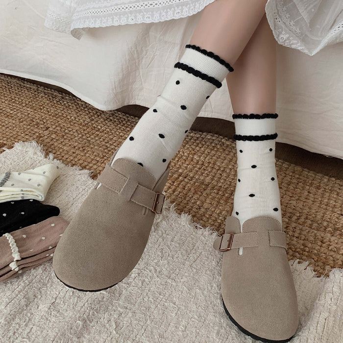 Wholesale Lace socks, tube socks, retro polka dot stockings, pile socks