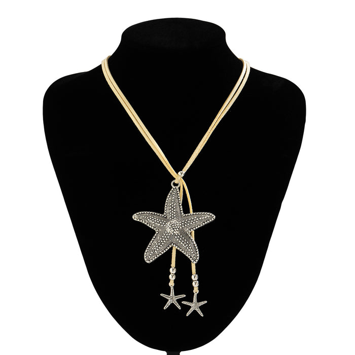 Wholesale Conch Symbol Starfish Pendant Exaggerated Alloy Necklace JDC-NE-XueR004