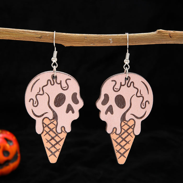 Wholesale  Flower Skull Pumpkin Earrings Simple Fashion Wooden Earrings