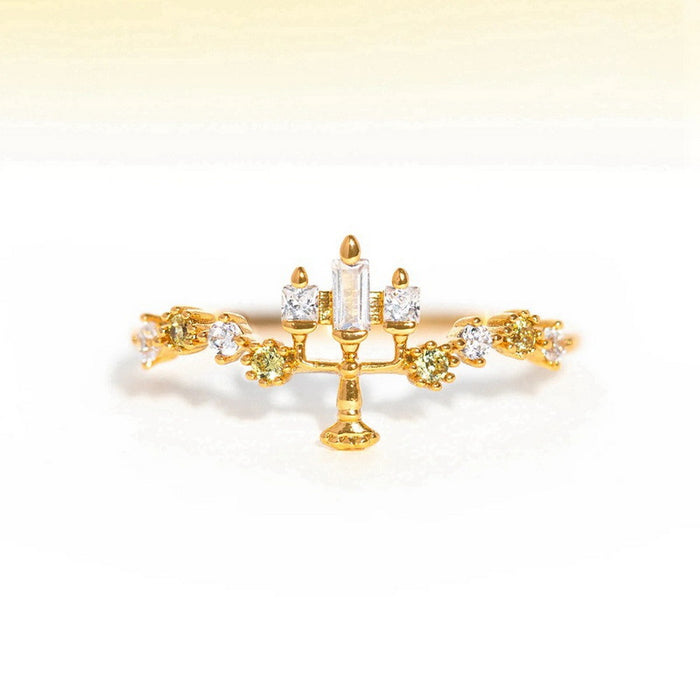 Wholesale Copper Diamond Opening Ring Niche Design Sense Princess Colorful Zircon Ring