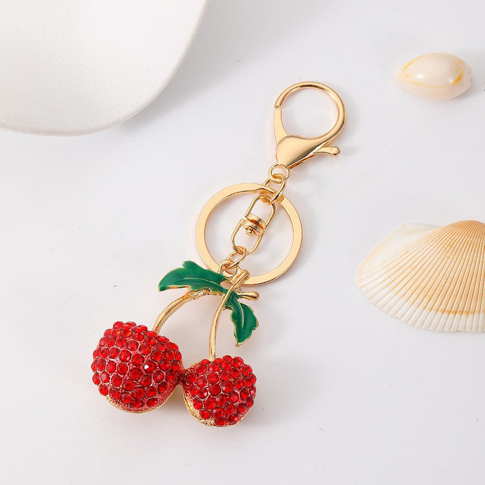 Wholesale Cherry Keychain Red Fruit Shape Key Ring Graduation Gift Decorative Accessory