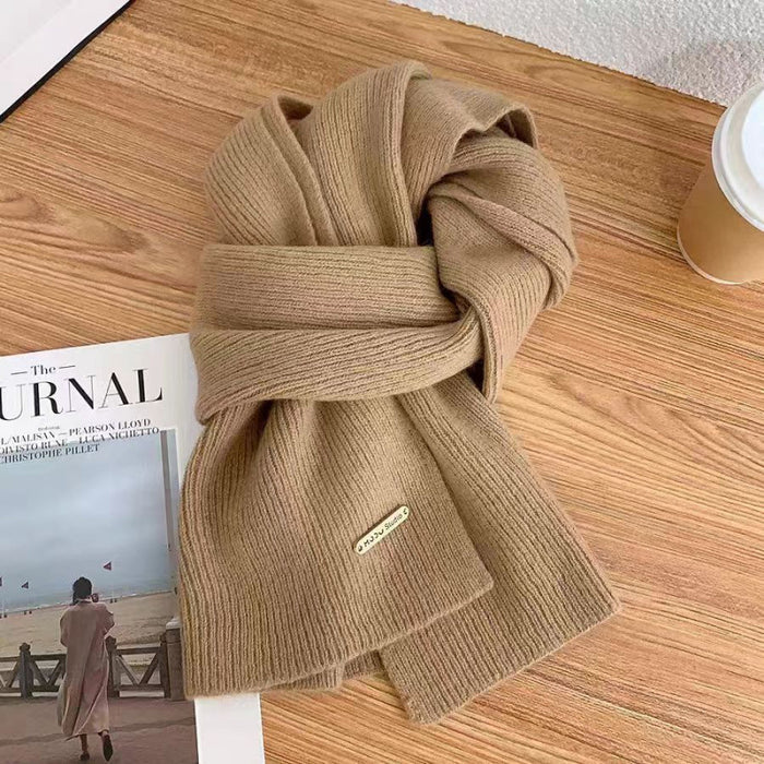 Wholesale Wool Knitted Solid Color Thick Warm Scarf JDC-SF-Jieh003