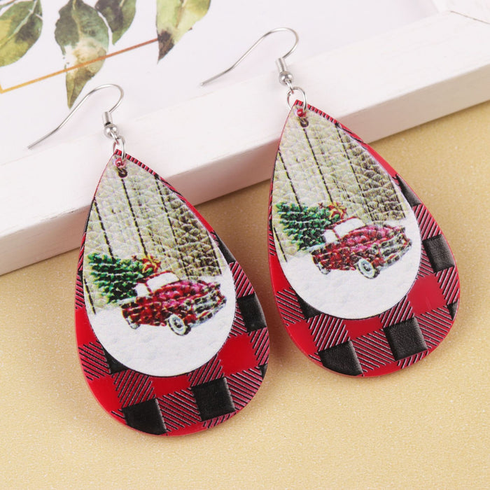 Wholesale Christmas glitter acrylic earrings Sika deer Christmas tree old man drop shaped earrings jewelry
