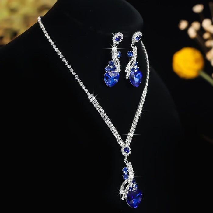 Wholesale Blue rhinestone necklace and earring set