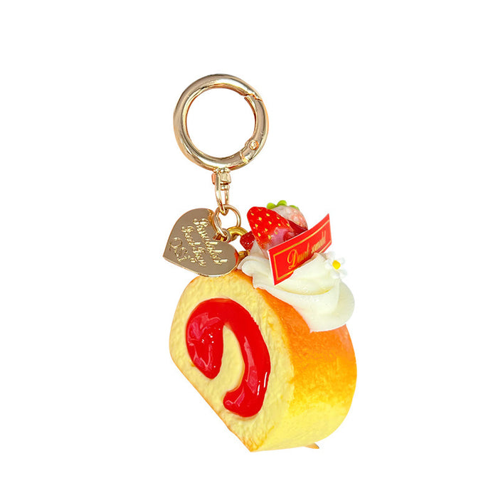 Wholesale Simulated Fruit Swiss Roll Keychain Pendant Blueberry Design Decorative MOQ≥2