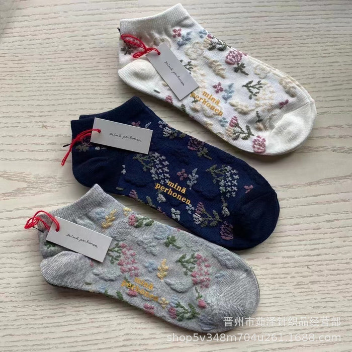 Wholesale Retro Art Flower Forest Series Low Top Boat Socks Short Socks