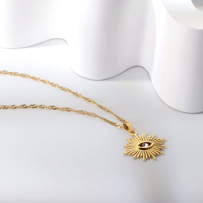 Wholesale Retro Necklace Metallic Geometric Square Pendant Collarbone Chain Necklace