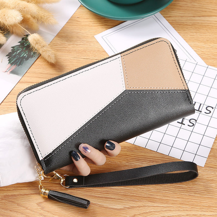 Wholesale Contrast Color Stitching Long Large Capacity Wallet JDC-WT-HongY005