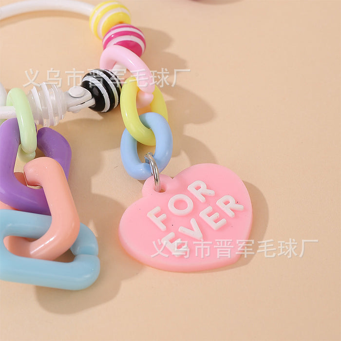 Wholesale Colorful creative couple love chain keychain handmade DIY girls doll bag pendant accessories