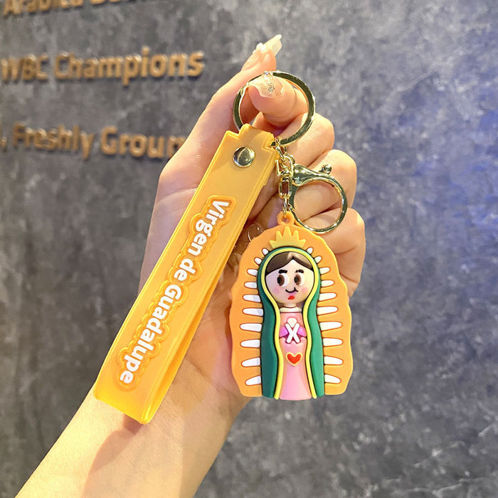 Wholesale Jesus Saint Keychain Pendant PVC Soft Glue Virgin Bag Car Key Chain Jewelry Gift