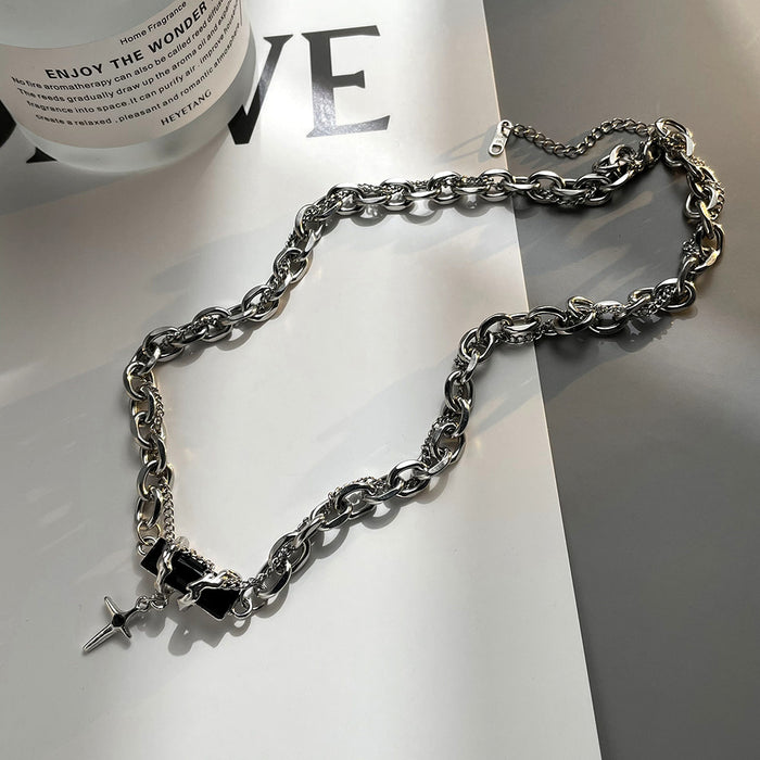 Wholesale Niche winding titanium steel necklace, personalized collarbone chain, sweater chain