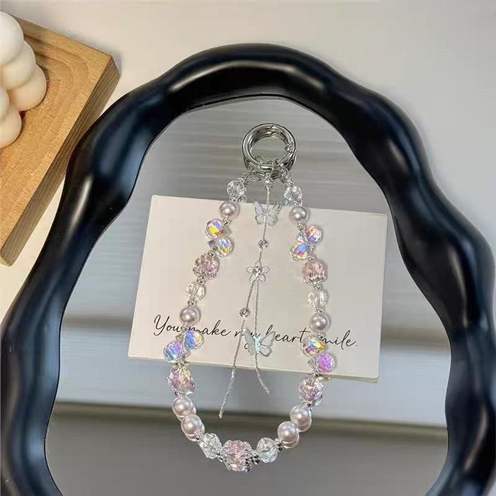 Wholesale Butterfly Tassel Chain Portable Wrist Mobile Phone Keychain Bag Pendant