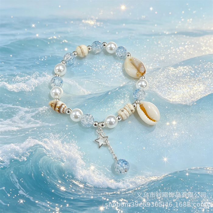 Wholesale Seaside Vacation Starfish Beaded Bracelet Glass Glazed Jewelry Gift