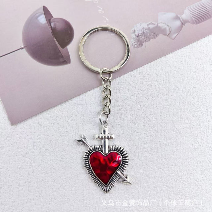 Wholesale Gothic style dark keychain pendant metal heart hot girl style palm bag cross pendant